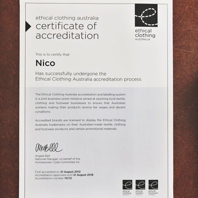 NICO gains Ethical Clothing Australia accreditation for another year