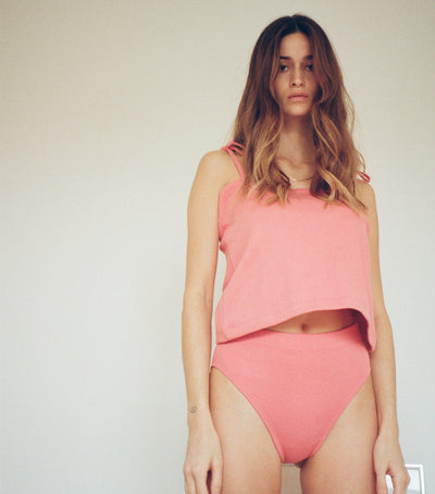Last Chance Petra Ribbed Singlet - Coral Pink