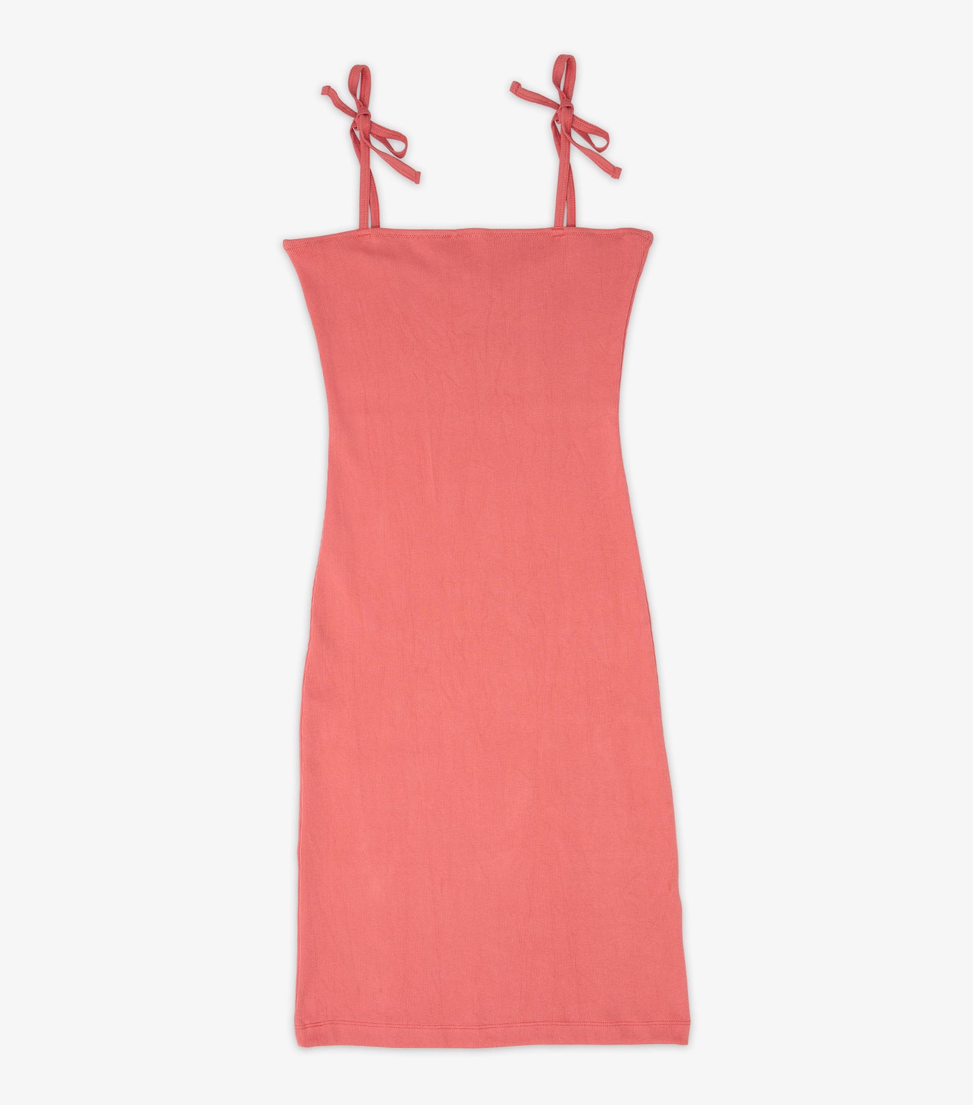 Last Chance Petra Ribbed Fitted Dress - Coral Pink