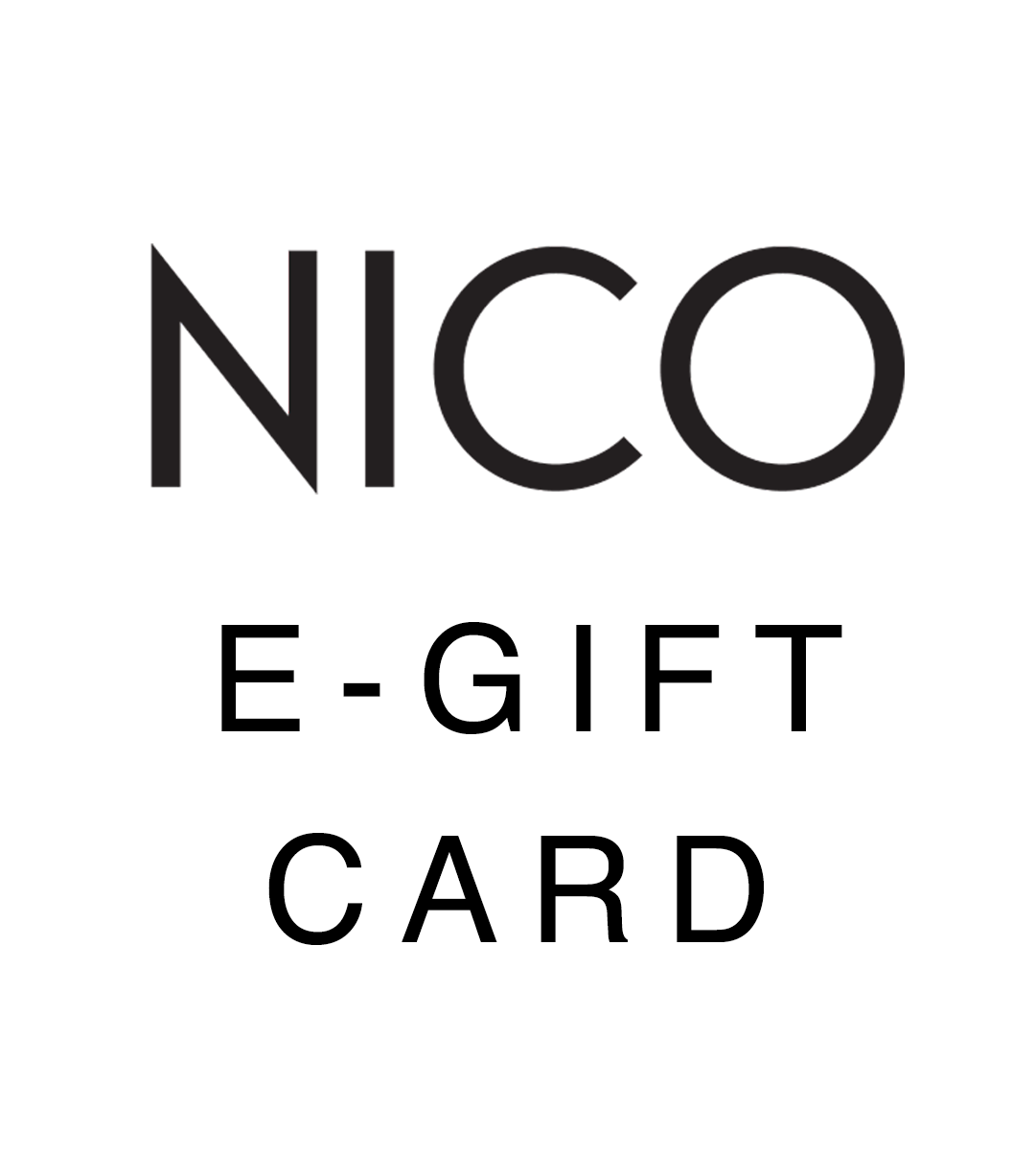 The NICO E-Gift card in white.