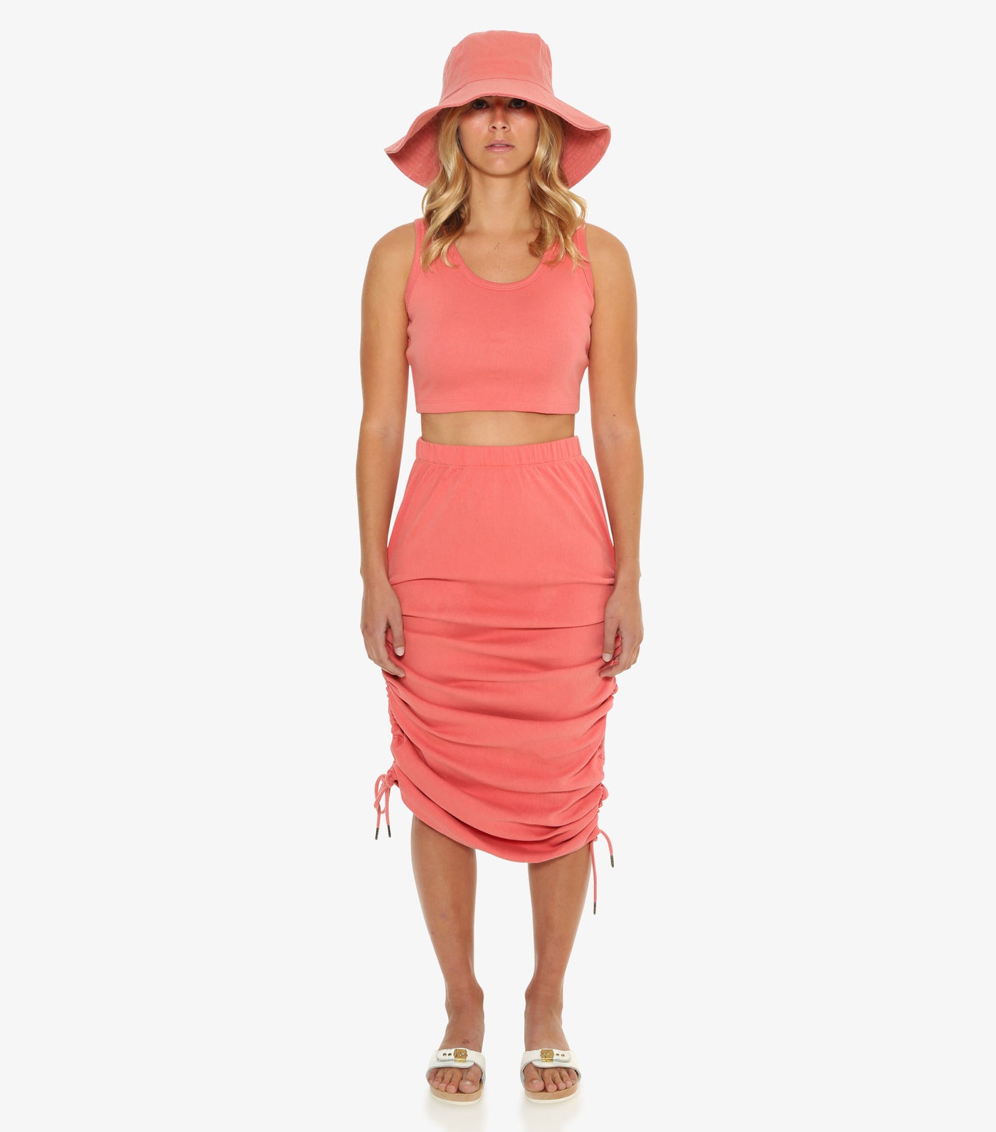 Last Chance Petra Ruched Skirt - Coral Pink